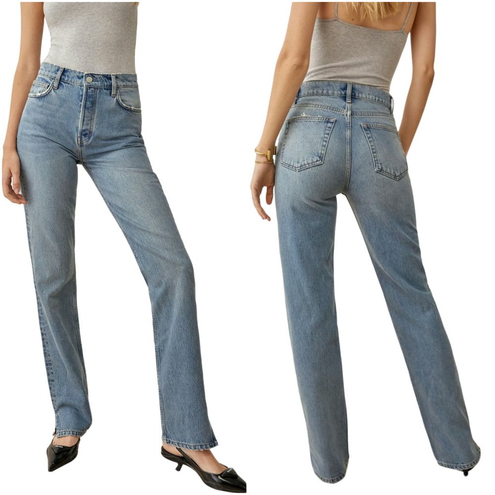 Reformation Light Blue Straight Leg Jeans